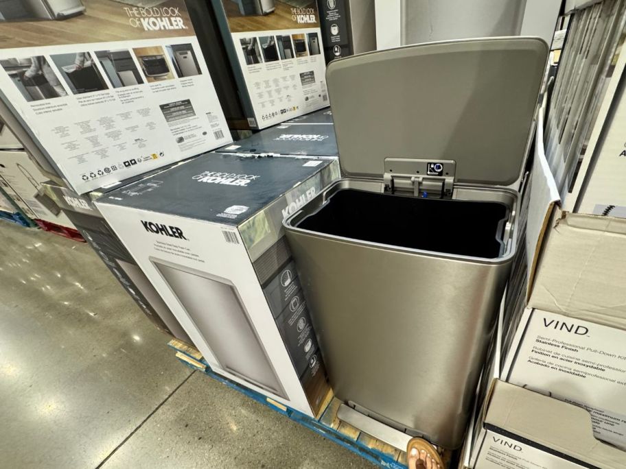 Kohler 47L Kitchen Step Trash Can on display in store