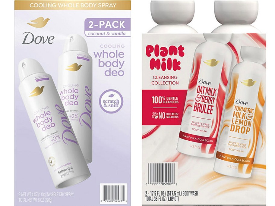 dove deodorant and body wash boxes 