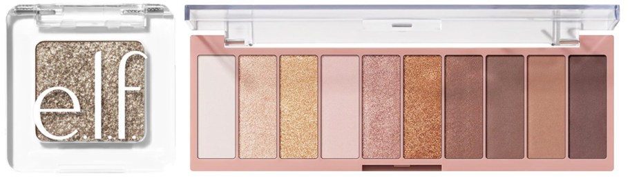 glitter eyeshadow single and 10-pan eyeshadow palette