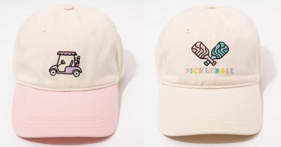 Frasier Sterling hat stock images with a golf cart and pickleball paddles on them