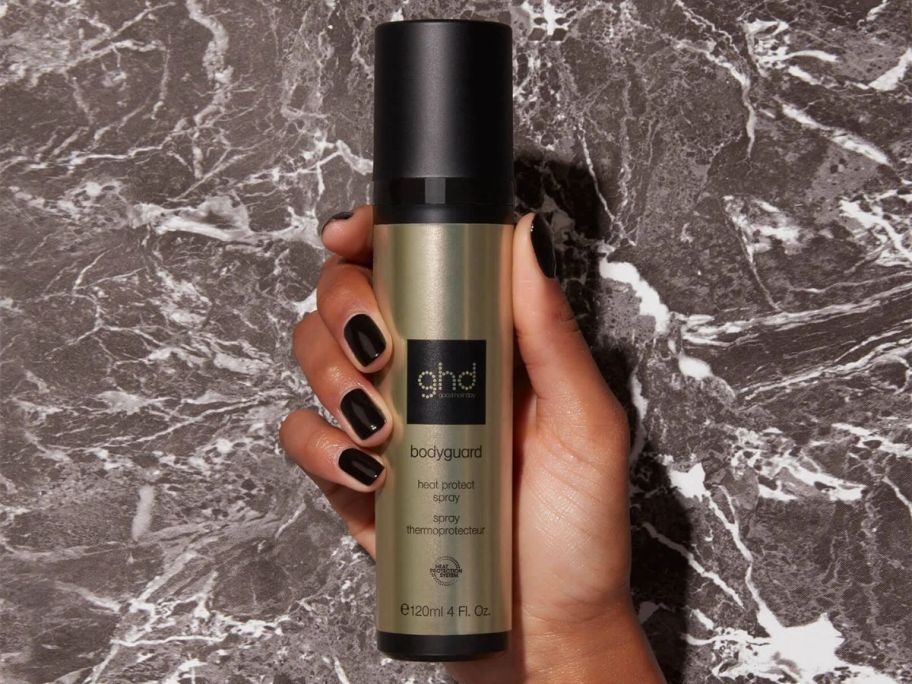 hand holding ghd bodyguard spray