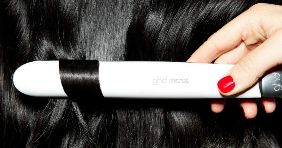 hand curling hair with ghd chronos straightener 