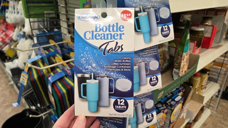 Homebright bottle cleaner tabs 12-pack for cleaning tumblers, water bottles, and thermoses.