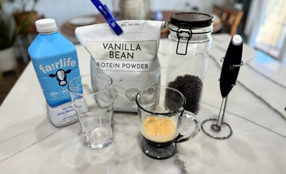 ingredients to make protein coffee or proffee