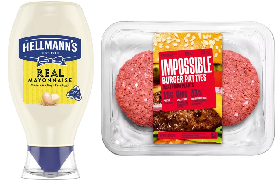 hellmann's mayo bottle and impossible burgers 