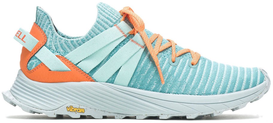 blue and orange merrell shoe