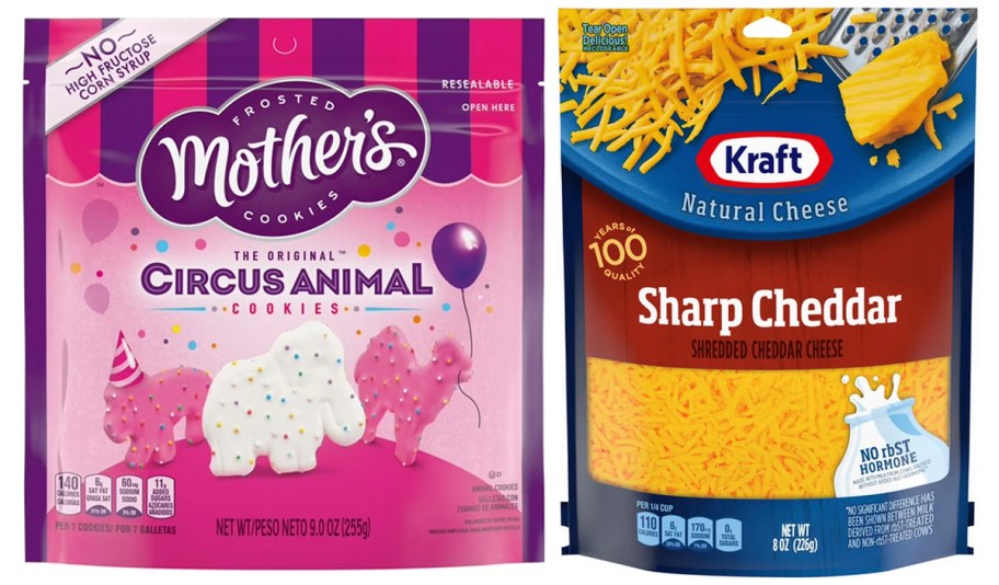 mothers cookies bag and sharp cheddar cheese bag 