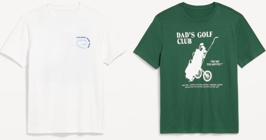 a white and a green Old Navy Men's Tee