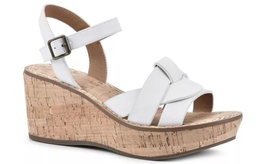 white White Mountain Women's Simple Platform Wedge Sandal