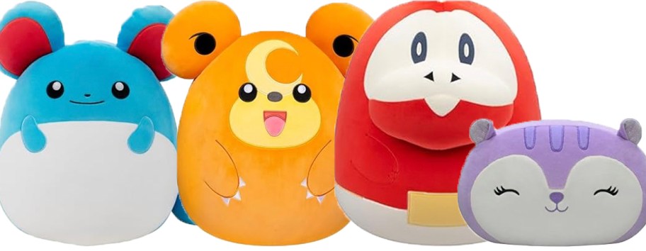 three squishmallows pokemon and squirrel