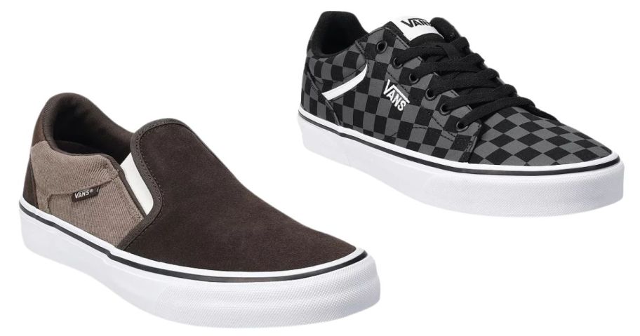 brown and checkered vans shoes