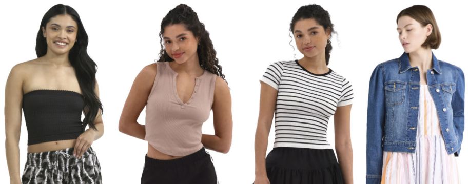 4 women on a white background