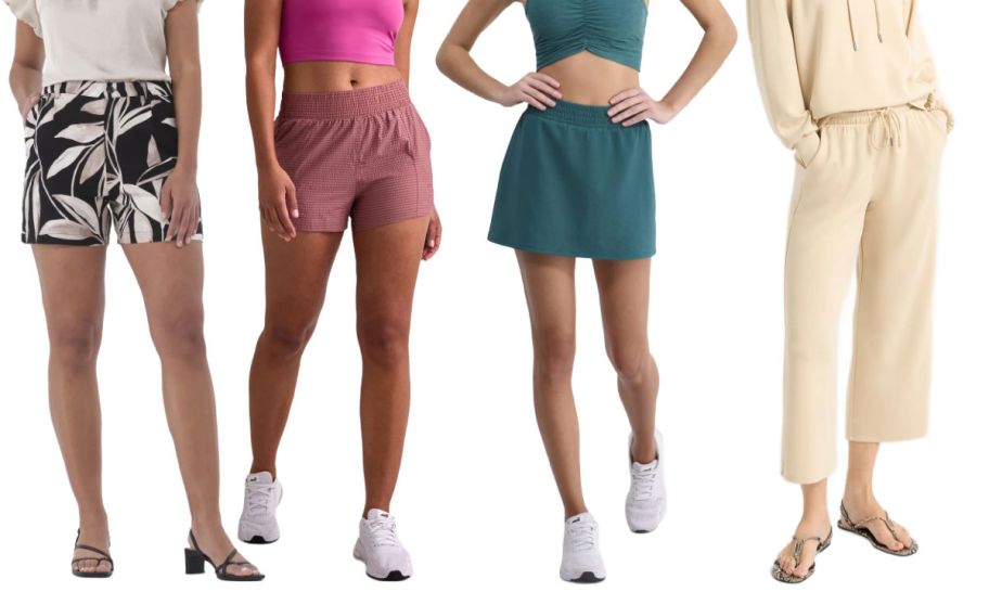 bottom half of 4 women on a white background