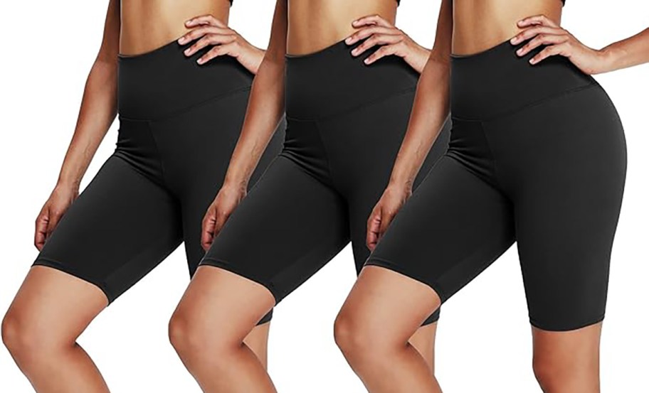 three pairs of womens biker shorts