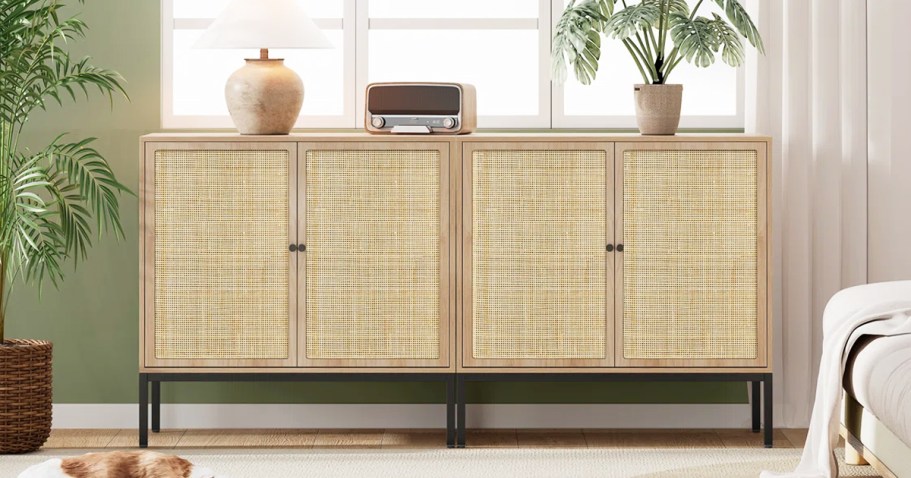 Up to 85% Off Wayfair Furniture | Rattan Sideboard Cabinets 2-Pack Just $159.99 Shipped