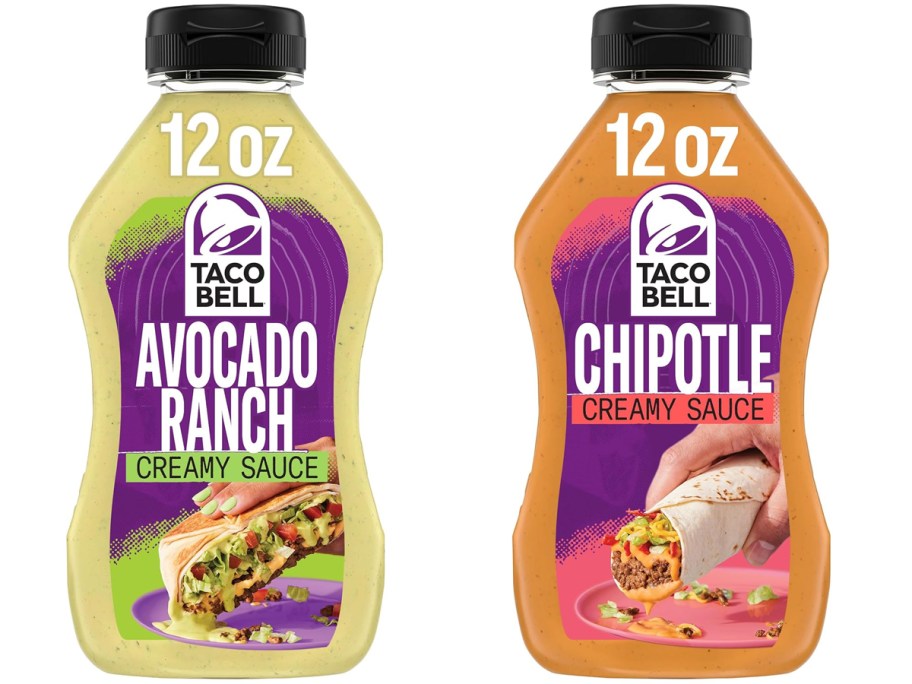 Taco Bell Avocado ranch and Chipotle Sauce Bottles