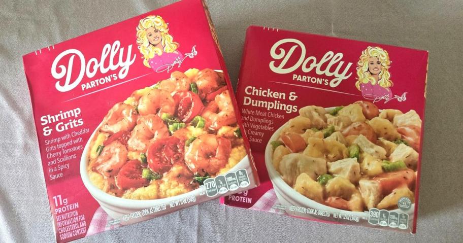 Two Dolly Frozen Meals laying a surface