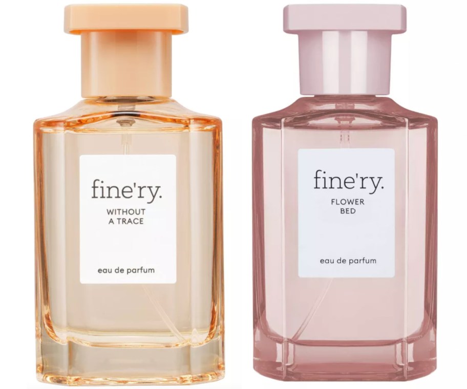 brown and pink perfume bottles