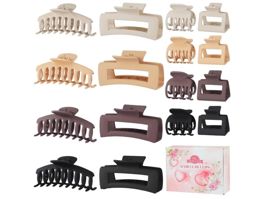 16 various claw clips and box