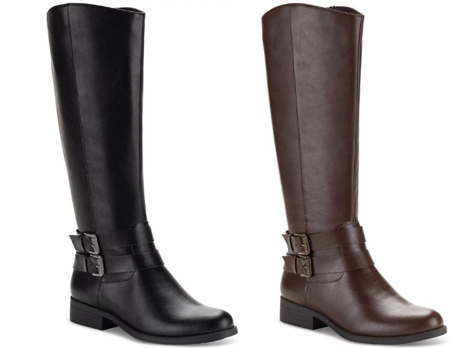 black and brown boots