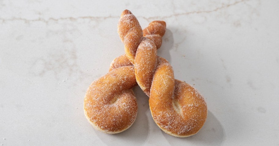 twisted pastry on a marble countertop