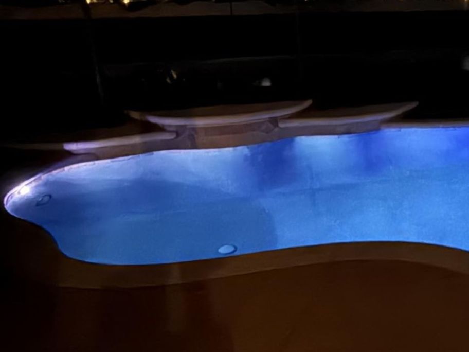lights underwater in pool at night