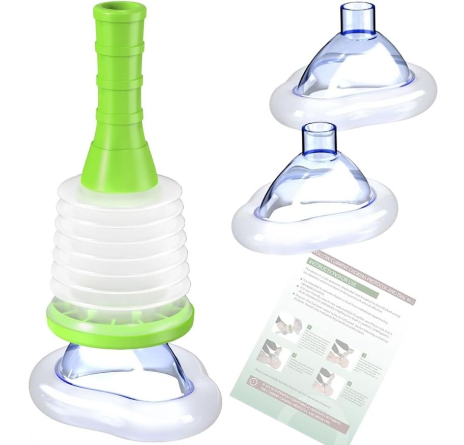 anti choking device shown with included face masks